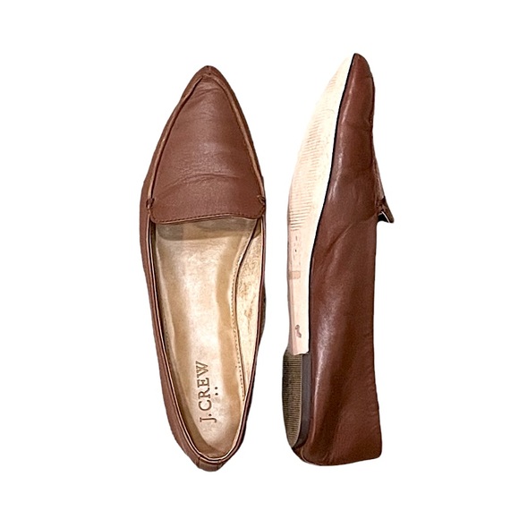 J. Crew Shoes - J. Crew Edie Cocoa Brown Leather Flat Loafer Shoes Size 7.5